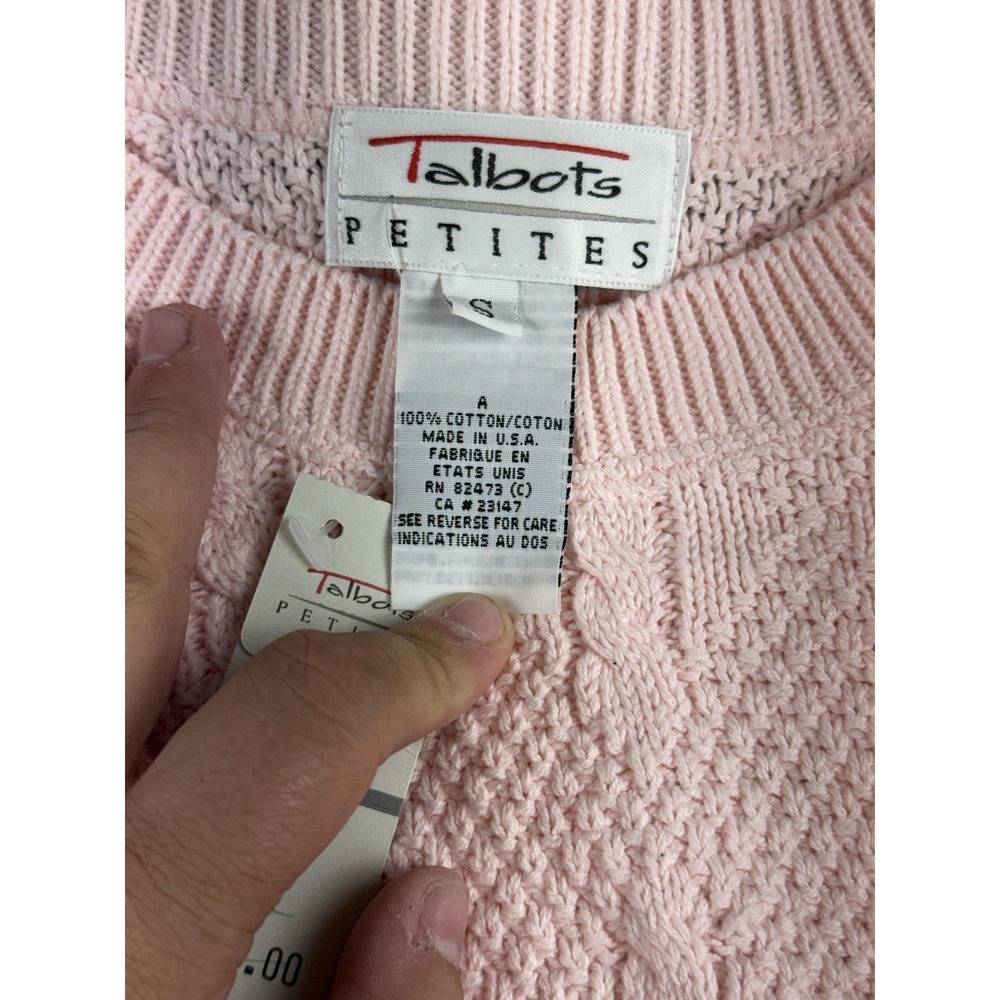 Talbots Sweater Womens Petite PS Pink‎ Cable Knit Cotton Crewneck USA Pullover - Picture 5 of 9